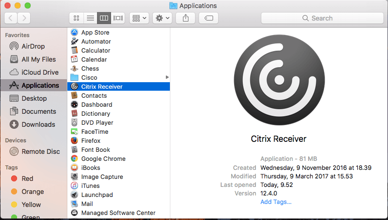 citrix receiver app for mac